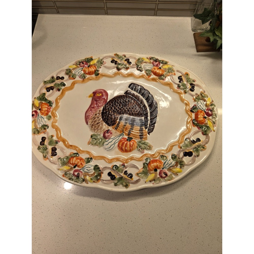 Centerpiece Turkey Thanksgiving Plate [18 1/8" X 13 3/4"]